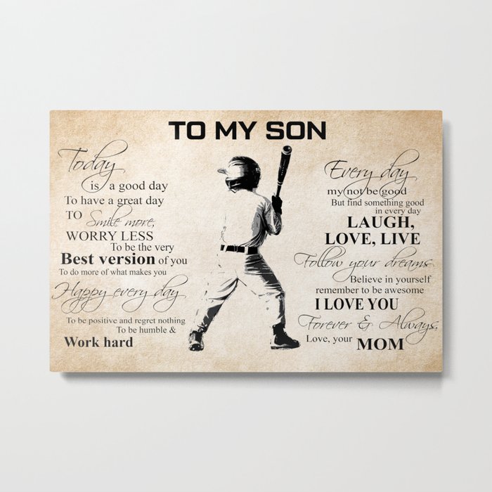 Baseball - to my son - love your mom Metal Print