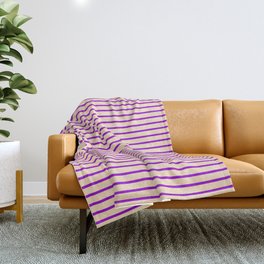 [ Thumbnail: Dark Violet & Bisque Colored Stripes/Lines Pattern Throw Blanket ]