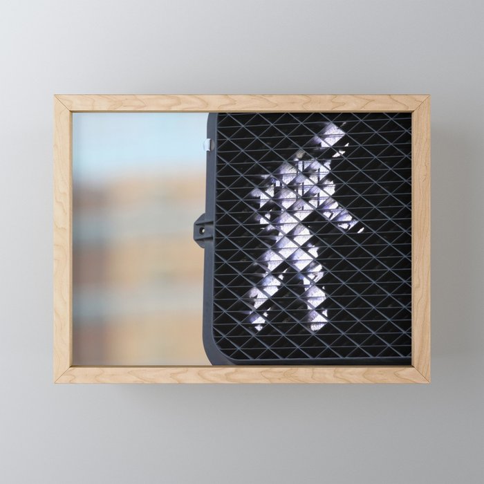 Pedestrian Walk Signal Framed Mini Art Print