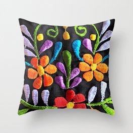 Mexican Flowers Throw Pillow