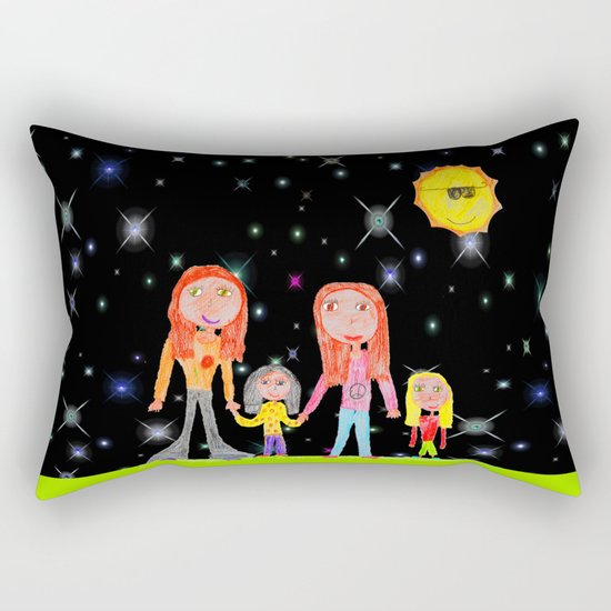 Space Hippie Girls | Kids Painting Rectangular Pillow