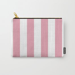 Rich Velvet Pink Rose and White Cabana Stripes Carry-All Pouch