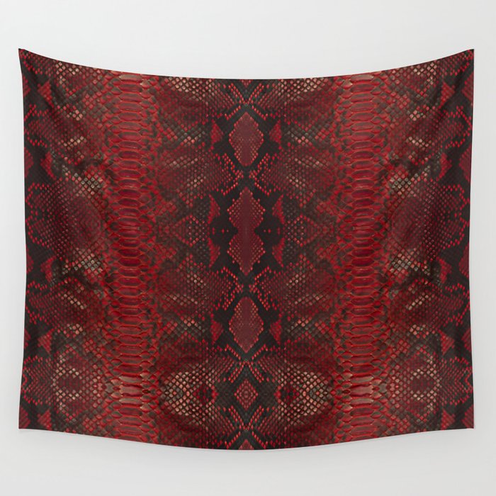 Red Python Snakeskin pattern Wall Tapestry