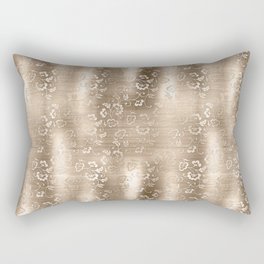 Soft Gold Floral Brushed Metal Texture Rectangular Pillow