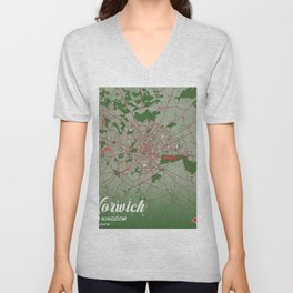 Norwich - United Kingdom Christmas Color City Map V Neck T Shirt