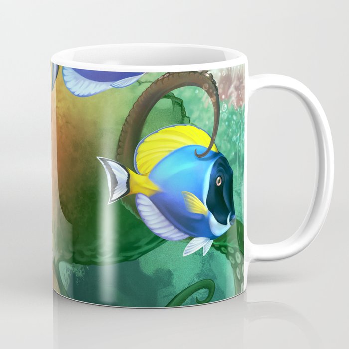 Octopus and Blue Tang (tropical coral reef) ~! Coffee Mug