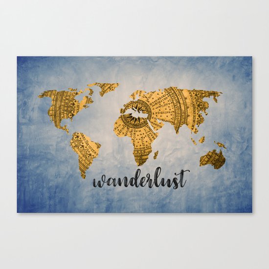 Wanderlust World Map Canvas Print