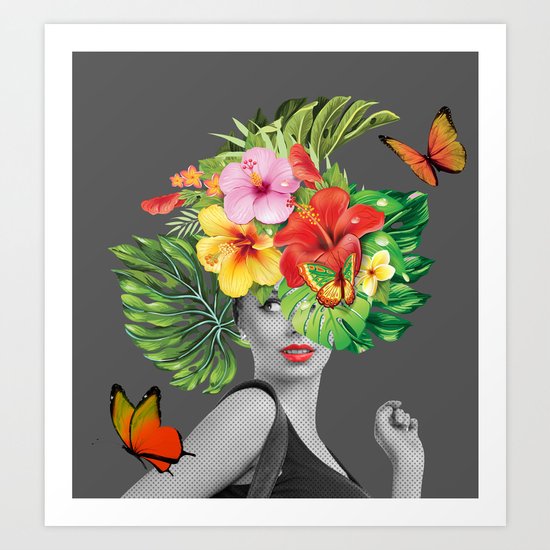 woman floral Art Print
