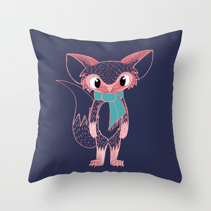The Fox in the Snow Throw Pillow