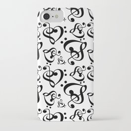 Black And White Clef Hearts iPhone Case