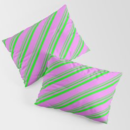 [ Thumbnail: Lime and Violet Colored Striped Pattern Pillow Sham ]
