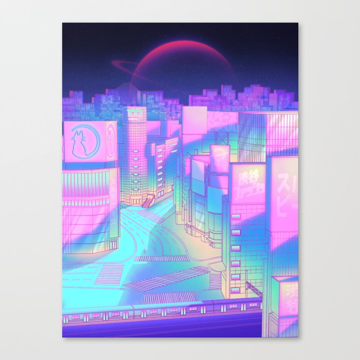 City Pop Shibuya Crossing Canvas Print by SURUDENISE | Society6