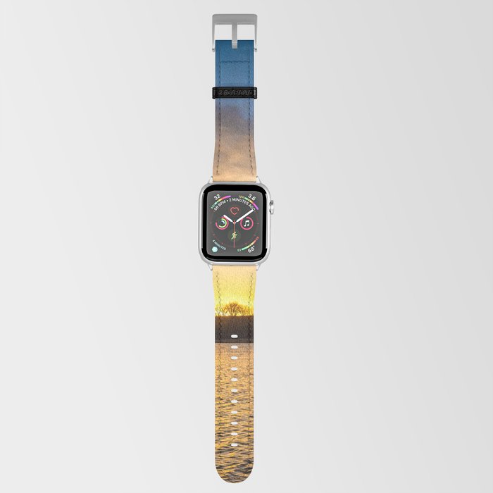 Lake Light - Scenic Sky at Sunset Over Kaw Lake on Winter Evening in Oklahoma Apple Watch Band