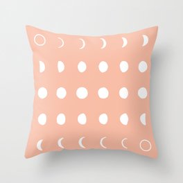 moon phases peach and white Throw Pillow