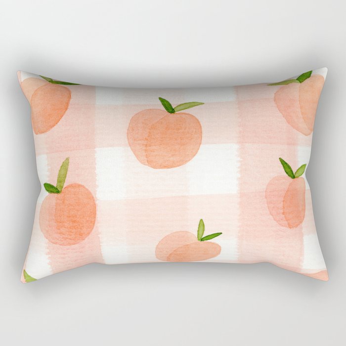 Peach Gingham Rectangular Pillow