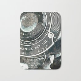 retrospect Bath Mat | Vintage, Inourgardentoo, Pocketcamera, Pop Art, Photo, Black, Abstract, Camera 