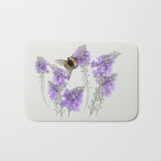 Watercolor Bumble Bee Bath Mat