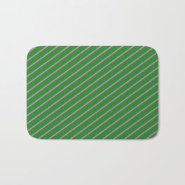 [ Thumbnail: Orchid & Forest Green Colored Lines/Stripes Pattern Bath Mat ]