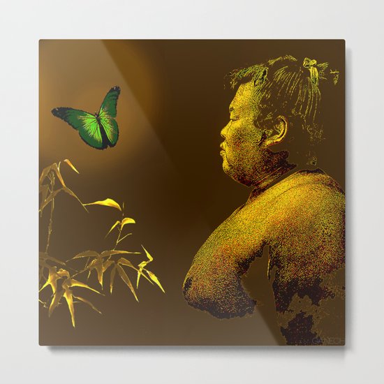 The short-lived life of the butterfly and the sumo wrestler Metal Print