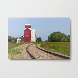 Canadian Prairies Grain Elevator Saskatchewan Metal Print | Rural, Canada, Saskatchewan, Grainelevator, Scenic, Wood, Prairies, Architecture, Railwaytracks, Traintracks 