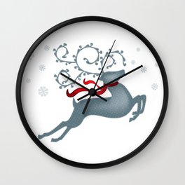 Abstract Christmas Reindeer - White Edit Wall Clock