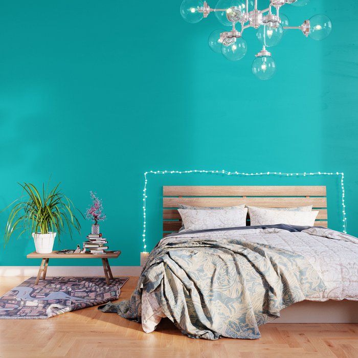 Dark Turquoise Solid Color Wallpaper By Makeitcolorful Society6