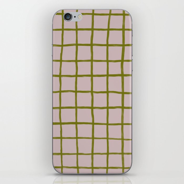 Chequered Grid - neutral tan and olive green iPhone Skin
