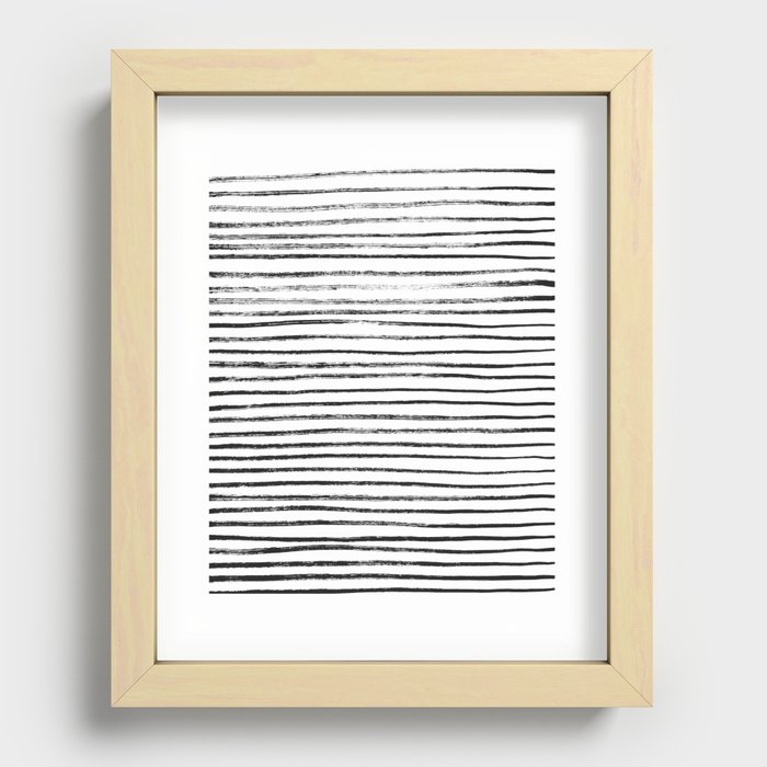 Black Brush Lines on White Recessed Framed Print