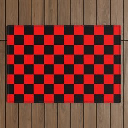 Checkered (Black & Classic Red Pattern) Outdoor Rug