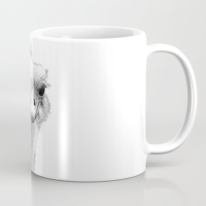 Black and White Ostrich Illustration Coffee Mug