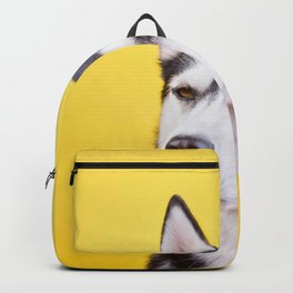 Funny Dissatisfied Bieyed Husky On Yellow  Backpack | Huskyxmas, Huskycute, Huskyart, Huskydrawing, Huskydog, Huskies, Huskypainting, Photo, Huskychristmas, Siberianhusky 