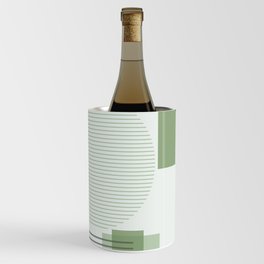 Green Sage Squares and Circles Earth Tones Wine Chiller
