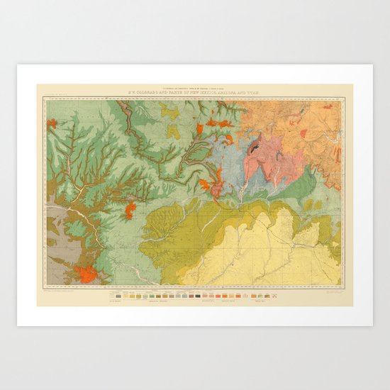 Vintage Southwest Map Art Print
