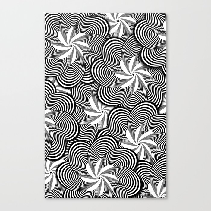 Fun Black and White Flower Pattern - Digital Illustration - Graphic Design Canvas Print