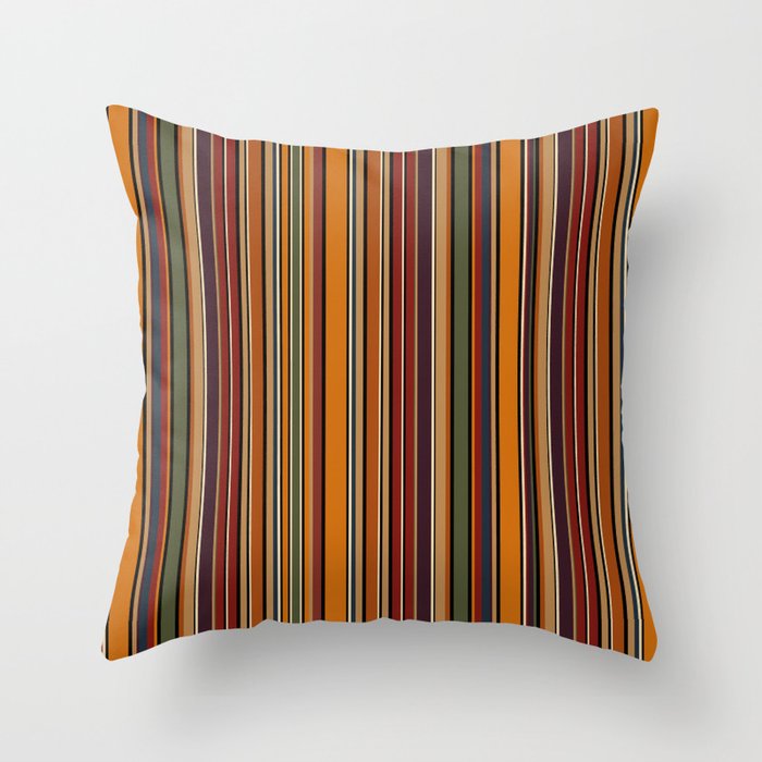 Vintage multicolor stripe Throw Pillow