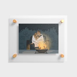 Lovely Couple Campfire Floating Acrylic Print