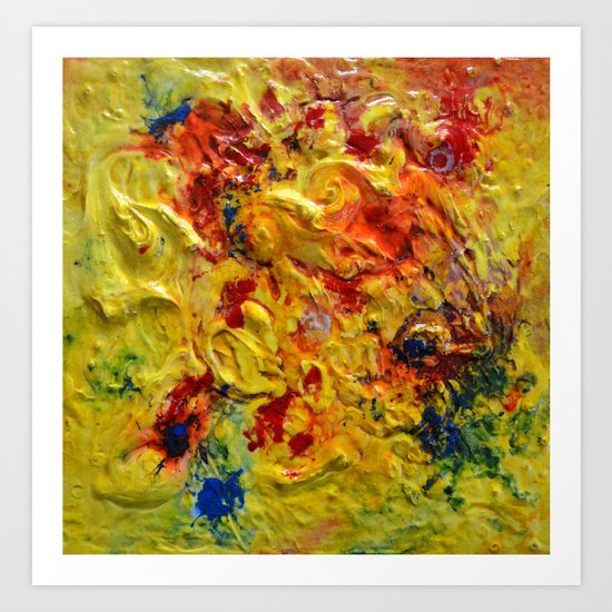 Abstract Yellow Swirls Art Print