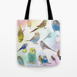Budgies Tote Bag | Colorful, Pet, Parakeet, Budgerigar, Budgies, Sketch, Anatomy, Birb, Rainbow, Birds 