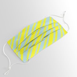 [ Thumbnail: Powder Blue and Yellow Colored Lined Pattern Face Mask ]