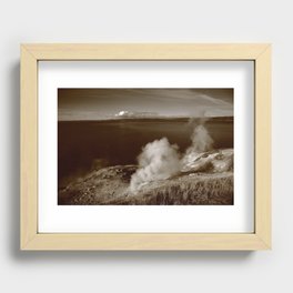 Yellowstone Lake and Geysers 2009 Sepia Recessed Framed Print