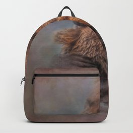 Vintage Painting Of A Big Bear Hug In The River Bears Living In The Wild Backpack