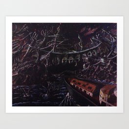 R'lyeh, the corpse city Art Print | Scary, Sci-Fi, Painting, Space 