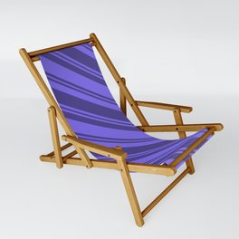 [ Thumbnail: Medium Slate Blue and Dark Slate Blue Colored Lined/Striped Pattern Sling Chair ]