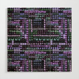purple blue green ink marks hand-drawn collection Wood Wall Art