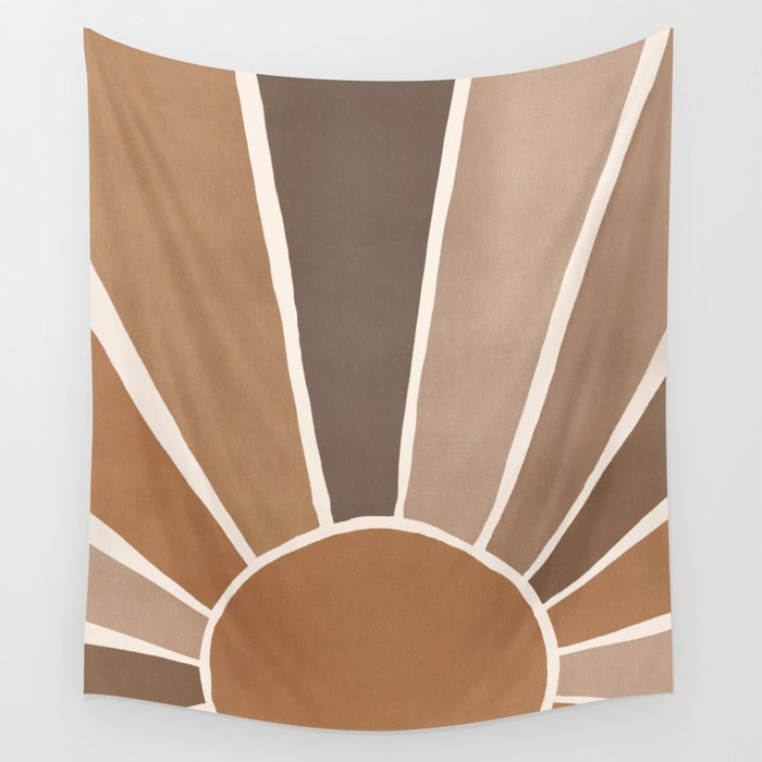 Neutral Earth Tones Boho Sun Decor Wall Tapestry