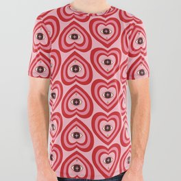 Heart Aesthetic - retro concentric hearts with crying eye  All Over Graphic Tee