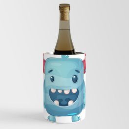 Monster, Cute Cartoon Child Drawing, Calm Colorful Illustration Art Wine Chiller