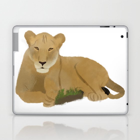Watercolor Sitting Lioness Laptop & iPad Skin