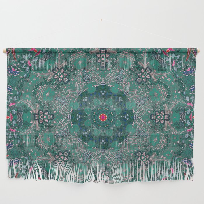 Green Moroccan Flowers Antique Wall Hanging