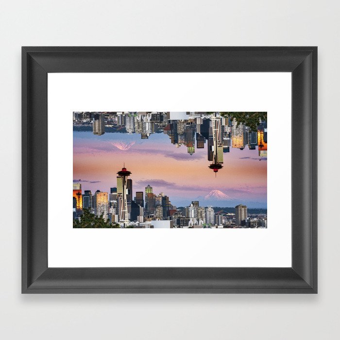 Seattle Rainbow Reflection Framed Art Print